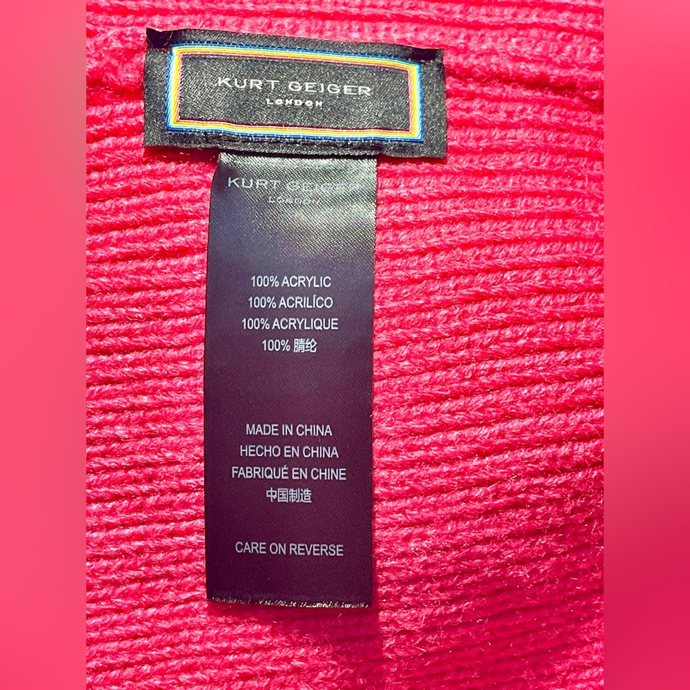 Kurt Geiger Vibrant Pink  Beanie. - Picture 15 of 15